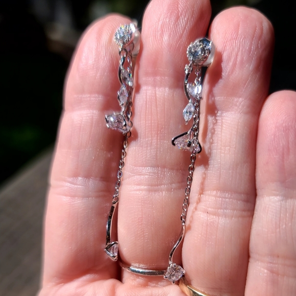 Avelon's Designs Jewelry - Dainty delicate white sapphire & silver earrings